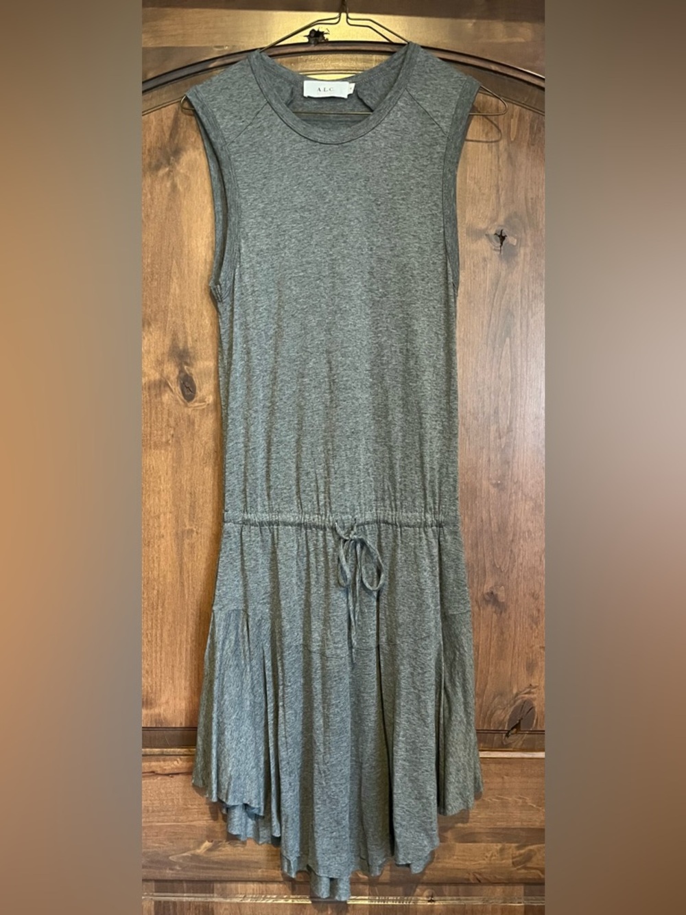 ALC Gray Cinch Waist Sleeveless Jersey Tank dress size small